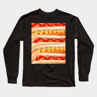 Hot-Dog Ketchup Mustard Hot-Dogs Stack Long Sleeve T-Shirt